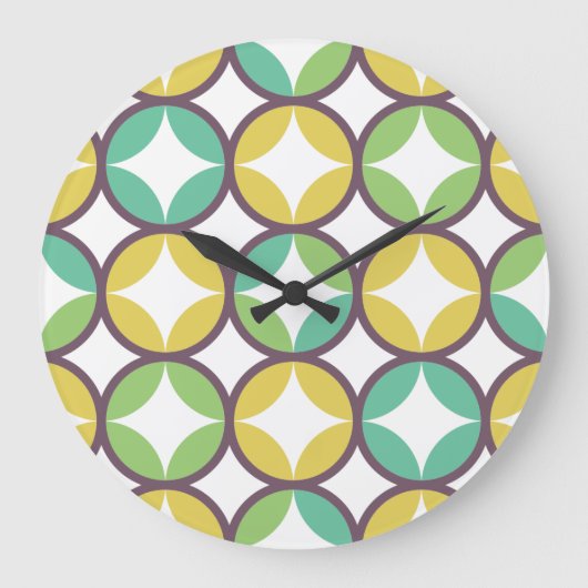 Grande Horloge Ronde Retro Diamond dans Circle Pattern Blue Green Gold (Recto)