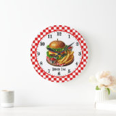 Grande Horloge Ronde Retro hamburger fries 50's diner (Maison)