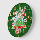 Grande Horloge Ronde Rétro Lit potable d'homme d'humour de Noël drôle (Angle)