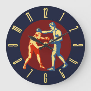 Grande Horloge Ronde Retro Men Boxing