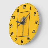 Grande Horloge Ronde Retro Microphone on Bold Yellow (Angle)