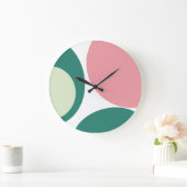 Grande Horloge Ronde Retro Mid-Century Moderne Abstrait rose vert (Maison)