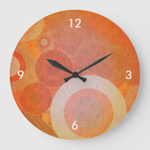 Grande Horloge Ronde Rétro motif orange fané brûlé