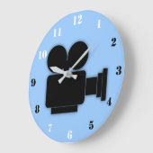 GRANDE HORLOGE RONDE RETRO MOVIE CAMERA WITH BLACK AND WHITE NUMBERS (Angle)