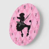 Grande Horloge Ronde Retro Pink Poodle (Angle)