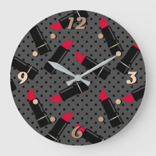 Grande Horloge Ronde Rétro, rouge à lèvres