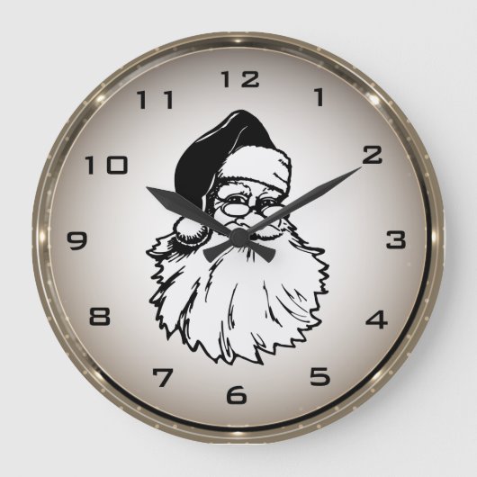 Grande Horloge Ronde Rétro Santa Claus Round Wall Clock (Recto)