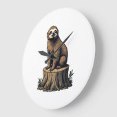 Grande Horloge Ronde Retro Sloth Engraving Wildlife Shirt (3) (Angle)