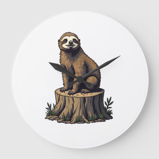 Grande Horloge Ronde Retro Sloth Engraving Wildlife Shirt (3) (Recto)