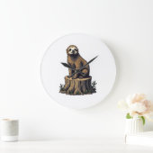 Grande Horloge Ronde Retro Sloth Engraving Wildlife Shirt (3) (Maison)