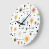 Grande Horloge Ronde Retro Starbursts A Go-Go ! (Angle)