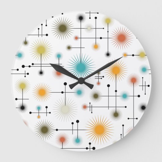 Grande Horloge Ronde Retro Starbursts A Go-Go ! (Recto)