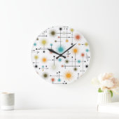 Grande Horloge Ronde Retro Starbursts A Go-Go ! (Maison)