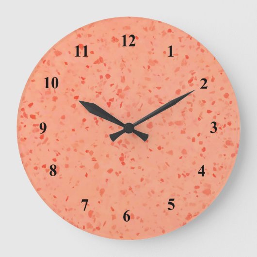 Grande Horloge Ronde Retro Terrazzo Elegant Vie Coral Motif (Recto)