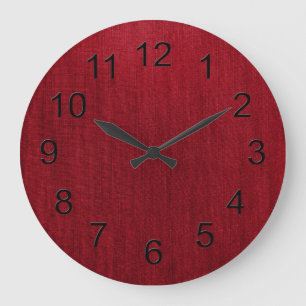 Grande Horloge Ronde Rétro texture rouge de denim de jeans