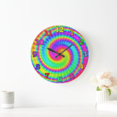 Grande Horloge Ronde Rétro Tie Dye Hippie (Maison)