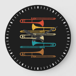 Grande Horloge Ronde Retro Trombone - Jazz