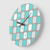 Grande Horloge Ronde Rétro Turquoise Starburst Round Clock (Angle)