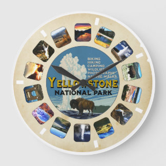 Grande Horloge Ronde Rétro Vintage Parc national de Yellowstone Souveni
