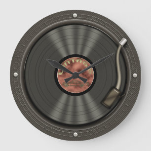 Grande Horloge Ronde Retro vinyl record Music Wall Clock