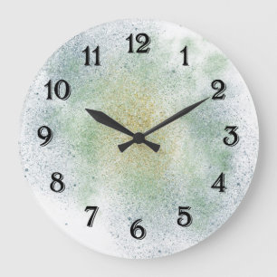 Grande Horloge Ronde Rêve Bleu Aqua Or