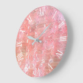 Grande Horloge Ronde Rêve d'art rose floral (Angle)