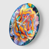 Grande Horloge Ronde Rêve d'art Rose unique brillant (Angle)