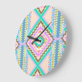 Grande Horloge Ronde Rêve pastel électrique kaléidoscope (Angle)