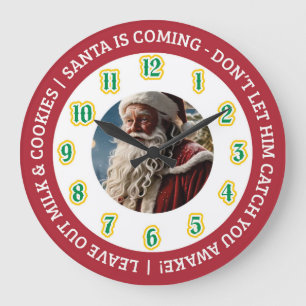 Grande Horloge Ronde Réveil du Père Noël la veille de Noël