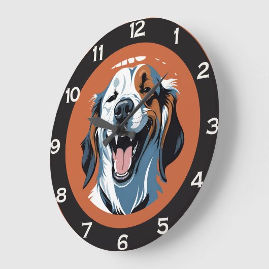 Grande Horloge Ronde Réveillez-vous ! ! ! Golden retriever Pop Art par (Angle)