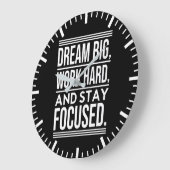 Grande Horloge Ronde Rêver Gros, Travailler dur, Stsay Focused - Gym, H (Angle)