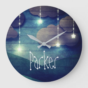Grande Horloge Ronde Rêves doux Ciel nocturne brillant étoiles suspendu