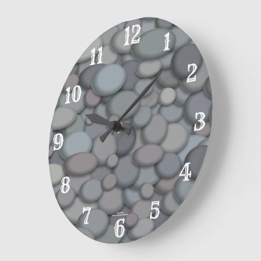 Grande Horloge Ronde River Pebbles with White Numbers (Angle)