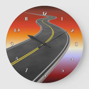 Grande Horloge Ronde Road Trip Sunset Highway Wall Clock