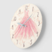 Grande Horloge Ronde Robes à paillettes Peach Danse Papillon (Angle)