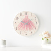 Grande Horloge Ronde Robes à paillettes Peach Danse Papillon (Maison)