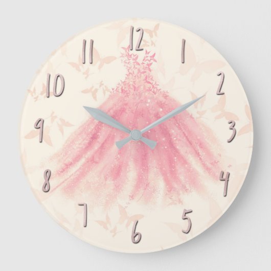 Grande Horloge Ronde Robes Papillon Danse Peach Sparkle (Recto)