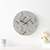 Grande Horloge Ronde Robin Bird Mama et bébé Été Brood avec fleurs (Maison)