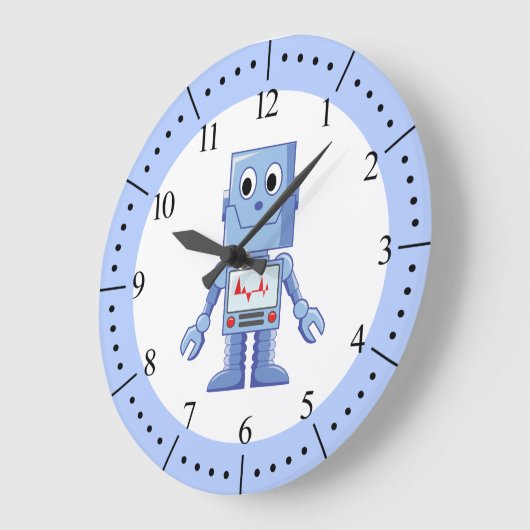 Grande Horloge Ronde Robot bleu (Angle)