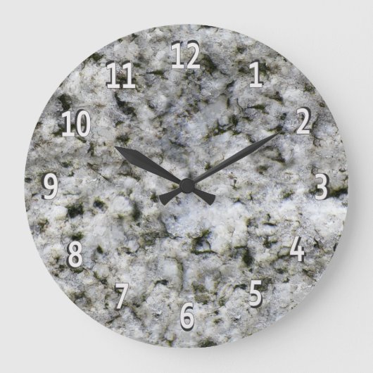 Grande Horloge Ronde Rocher de granit blanc avec chiffres blancs (Recto)