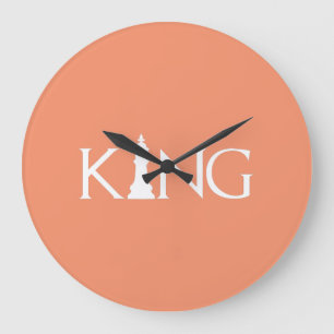 Grande Horloge Ronde roi avec pièce d'échecs king