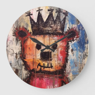 Grande Horloge Ronde Roi Ours Urbain GRAFFITI