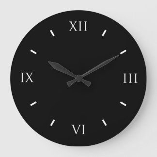 Grande Horloge Ronde Roman Numeral Black Wall Clock
