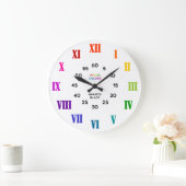 Grande Horloge Ronde Roman Numeral Rainbow Learn to Tell Time Classroom (Maison)