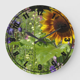 Grande Horloge Ronde Romantic Garden Sunflowers