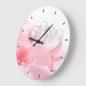 Grande Horloge Ronde Romantic Glass Hearts Rose Petals (Angle)
