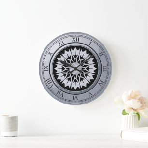 Grande Horloge Ronde Rond noir et gris vintage