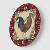 Grande Horloge Ronde Rooster rouge (Angle)
