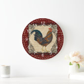 Grande Horloge Ronde Rooster rouge (Maison)