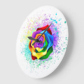 Grande Horloge Ronde Rose arc-en-ciel colorée (Angle)